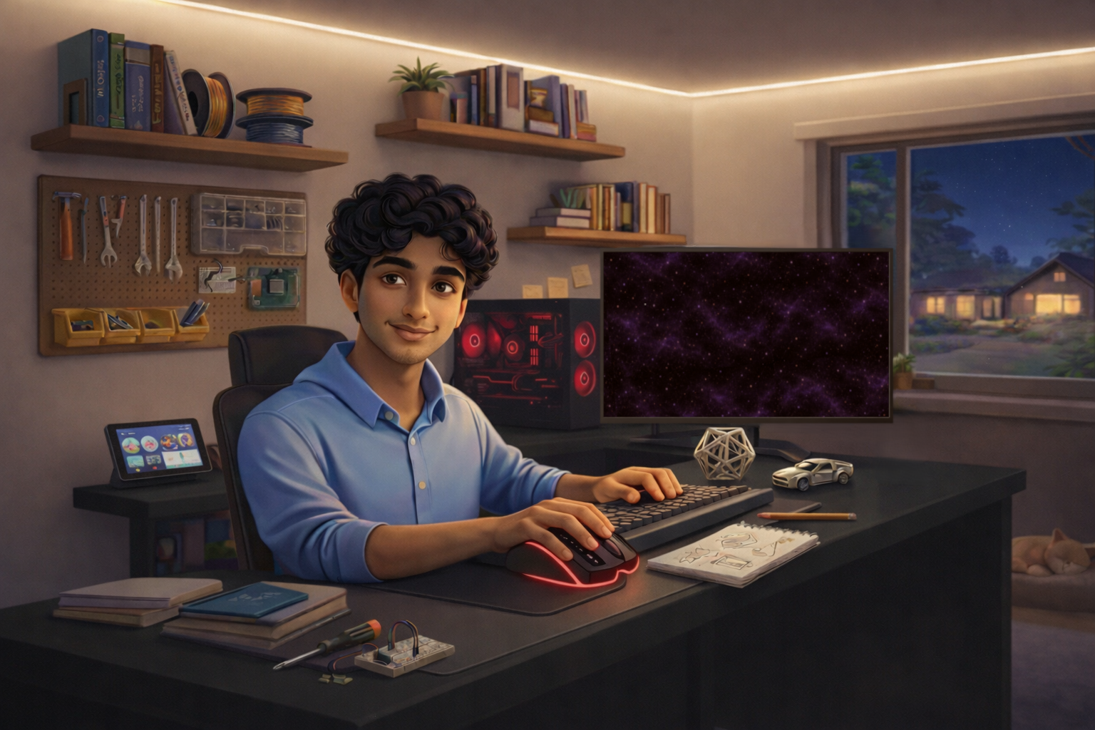 Zahin at his desk